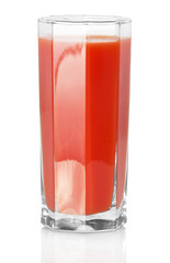 The glass of tomato juice