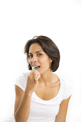 Attractive Woman Brushing Teeth
