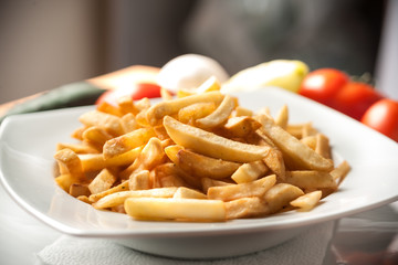 Rolled meat with French fries