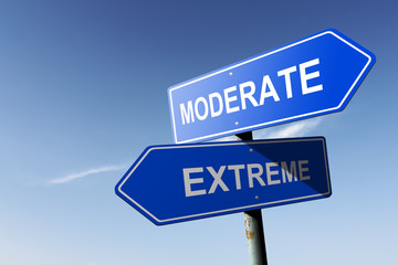 Moderate and Extreme directions.  Opposite traffic sign.