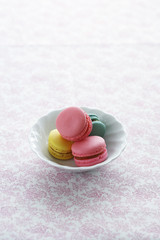 close up macaroon in white cup