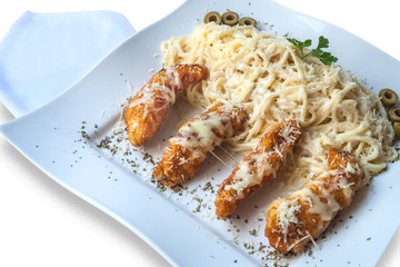 Rolled meat with French fries