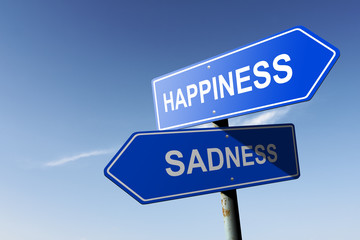 Happiness and Sadness directions.  Opposite traffic sign.