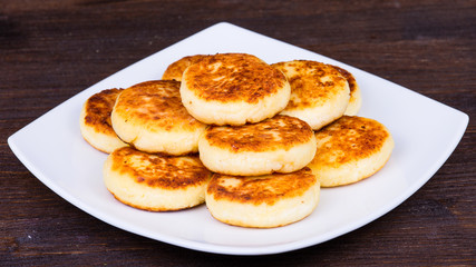 Obraz na płótnie Canvas Delicious homemade cheese pancakes