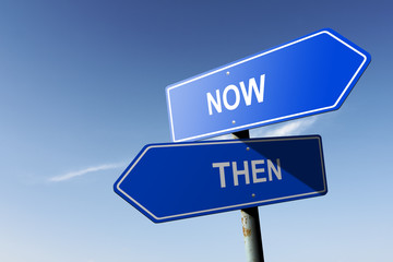 Now and Then directions.  Opposite traffic sign.