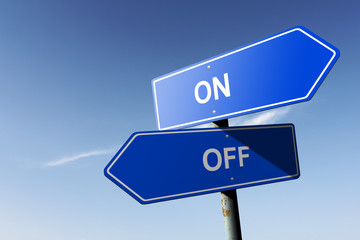 Fototapeta premium On and Off directions. Opposite traffic sign.