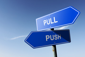 Pull and Push directions.  Opposite traffic sign.