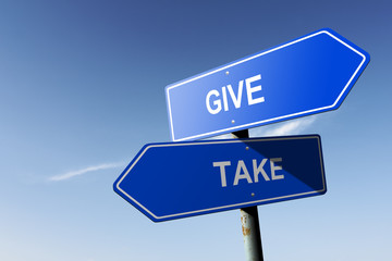 Give and Take directions.  Opposite traffic sign.