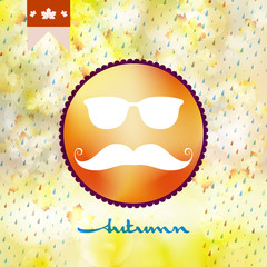 Autumn hipster style Mustache and Glasses. EPS 10