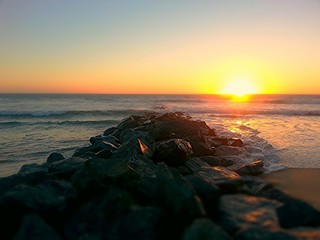 Beautiful sunset at lacanau beach