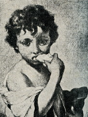 Fototapeta na wymiar Murillo, Young Boys Playing Dice,ca. 1665–75 (detail)