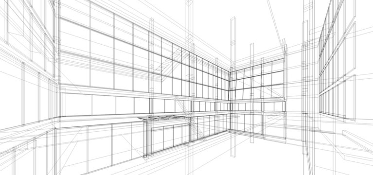 Abstract wireframe building