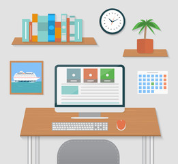 Modern office interior with designer desktop