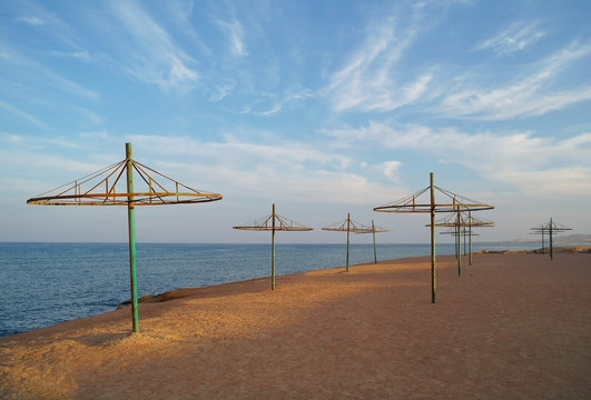 view of sunset over sea beach ,Red Sea.