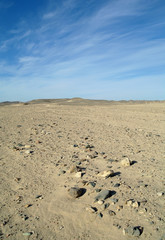 Stone and sandy Egyptian desert.