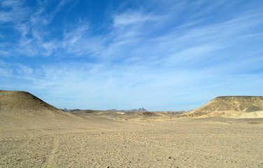 Fototapeta na wymiar Stone and sandy Egyptian desert.