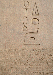 Egyptian  hieroglyphs engraved on stone