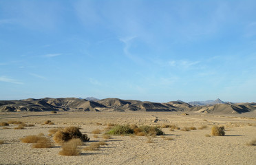 Fototapeta na wymiar Egyptian Desert and blue sky.