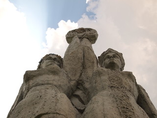 Soviet monument.  Russian and Ukrainian girls hold hands