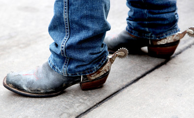 Cowboy Boots with Silver Rusted Spurs