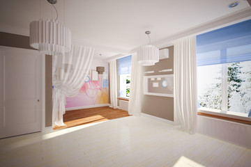 Interior room empty in modern style