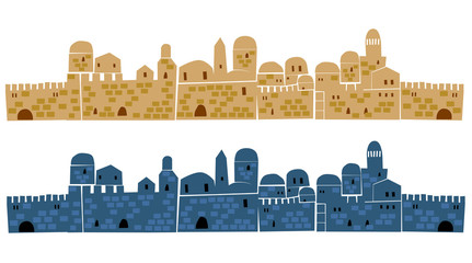 Fototapeta premium Ancient, Old Town, Middle East, Illustration
