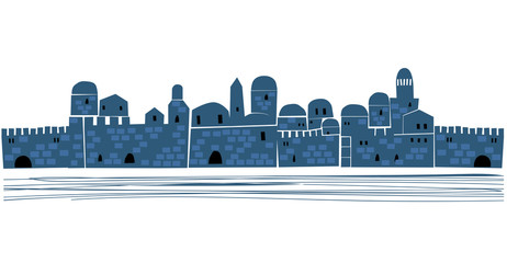 Old Town, Middle East, Ancient, Stylization, Illustration