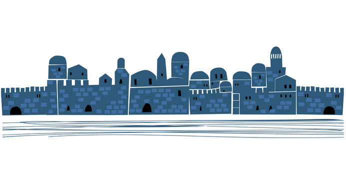 Old Town, Middle East, Ancient, Stylization, Illustration