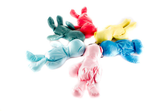 Colorful textile bears