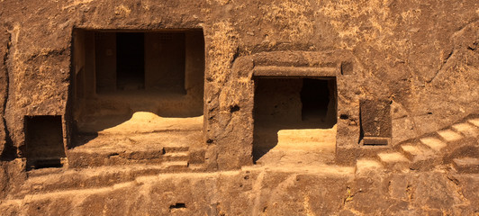 Monk Rock Dwellings at Kanheri Caves in Mumbai