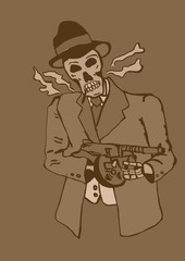 Vintage skull gangster