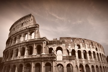 Fototapeta na wymiar Colosseum. Sepia tone image.