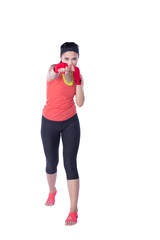 boxer woman during boxing exercise