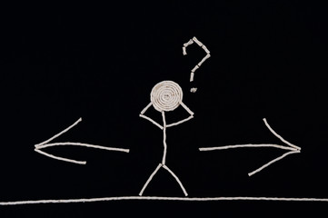 Person in front of a choice, unusual concept