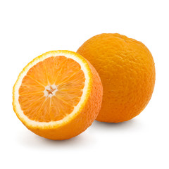 Studio shot of two fresh oranges isolated on white