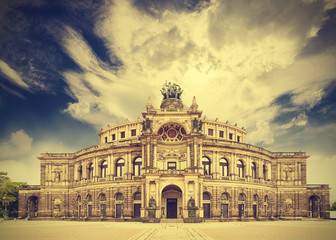 Fototapeta na wymiar Dresden opera theater, Germany, retro vintage effect.