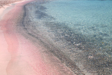 Pink sand beach with crystal waters Elafonisi Crete