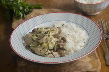 Chicken mushroom and tarragon fricassee