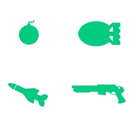 Armes, bombes et missiles en 4 icônes