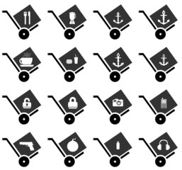 Symboles dans 16 chariots de livraison