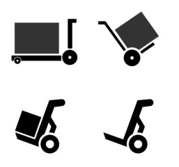 Chariot de livraison en 4 icônes