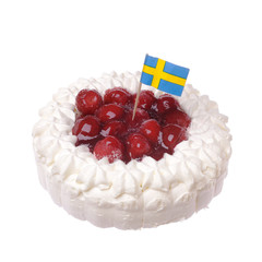 Jordgubbstårta med flagga