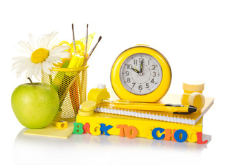 The school accessories and apple