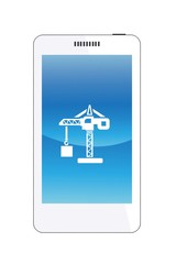 Grue de chantier dans un téléphone mobile