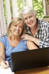 Senior Couple Working In Home Office