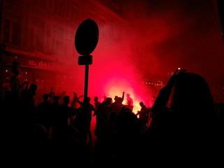 French people celebrating french football team victory