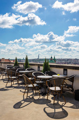 Cafeteria with the view on the city