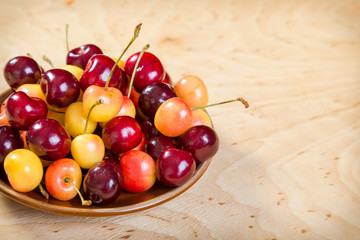 fresh cherry in dish