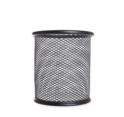 Empty holder cup for pens isolated on white background