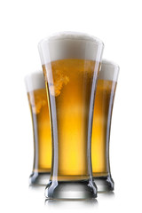 Beer in glass isolated on white